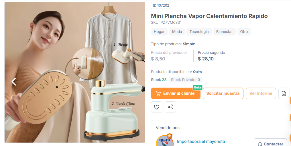 Mini Plancha Vapor Calentamiento Rapido